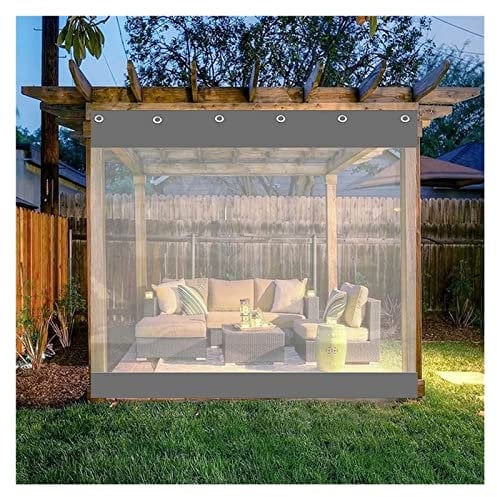 YIQIFLY Transparente PVC Trennvorhänge mit Ösen, Outdoor Planenvorhänge 0,5mm Klar Seitenteile für Pavillons, Pergola, Balkone, Gärten, Garage, Vorbau (Color : Gris, Size : 3.5x2.5m/11.48x8.2ft)