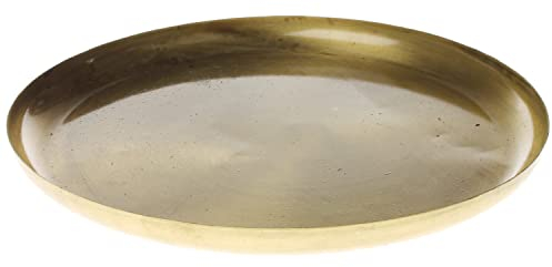 MACOSA VM060049 Tablett rund Gold 28 cm Metall Dekoschale Deko-Tablett Tisch-Dekoration Obsttablett Wohn-Accessoire Dekotablett Kerzentablett modern
