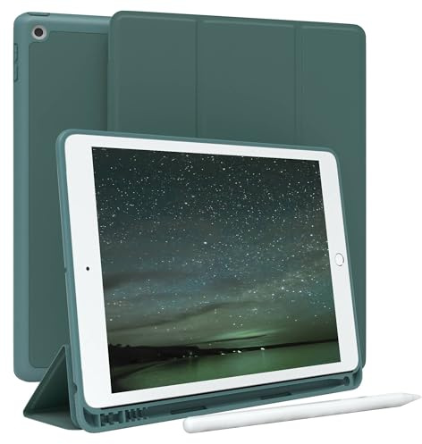 EAZY CASE - Schutzhülle mit Stifthalter für iPad 2021/2020 / 2019 Gen. Case 10.2 Zoll Hülle mit Stifthalterung Tablet Cover Touchpen Smartcase aufstellbar Klappcase Auto Sleep Wake Up Etui Grün