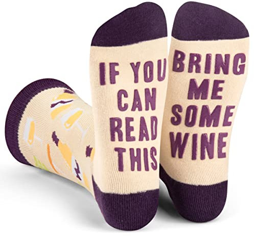 Lavley If You Can Read This Bring Me Some Wine Socks - Funny Gift for Wine Lovers Unisex for Women and Men
