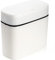 Hacaroa Slim Plastic Trash Can with Press Top Lid, 3 Gallon/12 Liter Rectangular Modern Waste Basket, White Bathroom Garbage Container Bin for Kitchen, Office, Living Room, Narrow Place