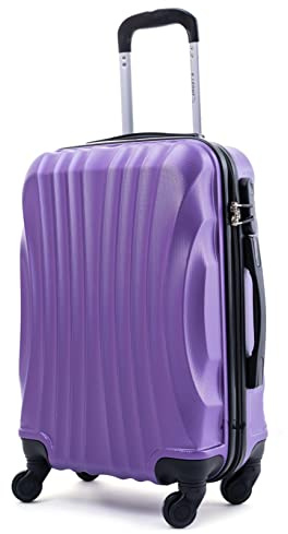 R.Leone 60x40x20 ruota rimovibile 55x40x20 cm Ryanair Valigia Bagaglio a mano 4 Ruote Rimovibili Capienza Massima Trolley in ABS 2037MAX (Viola, 60x40x20 ruota smontato 55x40x20 cm)