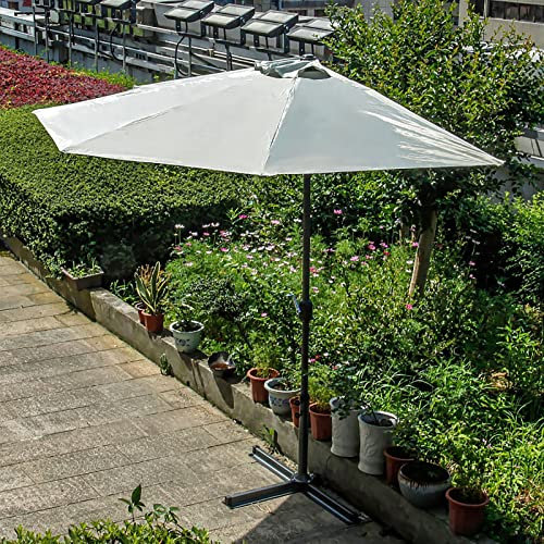 Halbrunder Sonnenschirm, Sonnenschirm, Sonnenschirm, Garten, Terrasse, Sonnenschirm mit Kurbel, rechteckiger Ladenschirm für den Außenbereich, Balkon, Strand, Garten, ohne Sockel ( Color : White )