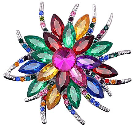 Überzogene Brosche mit drei Blumen, Gold, Kristall, Blumenstrauß, Strass, Schal, Farben, Schmuckmaterialien Diamanten Für Schmuckherstellung (B, One Size)