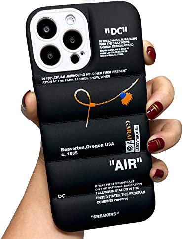 GaraiCkeey Sports Shoes Brand Puffer Silicone Phone Case for iPhone 12 Pro 6.1 inch, Sneakers Ins Classic Cool Label Pattern Soft TPU Full Body Protective Puffy Cover for iPhone 12 Pro (Black)