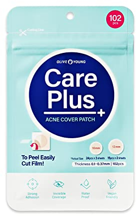 OLIVE YOUNG Care Plus Spot Patch | Hydrokolloid Akne Korean Spot Patch zur Abdeckung von Zits, Pickeln und Hautunreinheiten, für gestörte Haut und Gesicht (Hydrokolloid, 102 Stück (1er Pack)