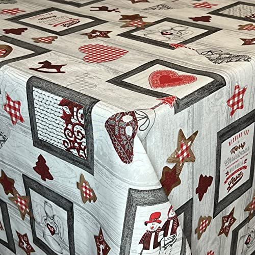 Jacquard Weihnachten Tischdecke Baumwolle beschichtet eingefasst AURE 60502 eckig rund oval (10 x 140 cm eckig)