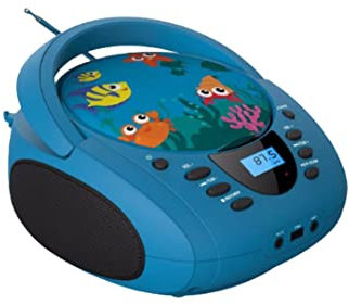 WE Lecteur - Radio CD - USB WeKids: FM, Lecteur CD/CD-R/CD-RW/MP3, RMS2*2W, entrée Aux et Micro, modèle Mer
