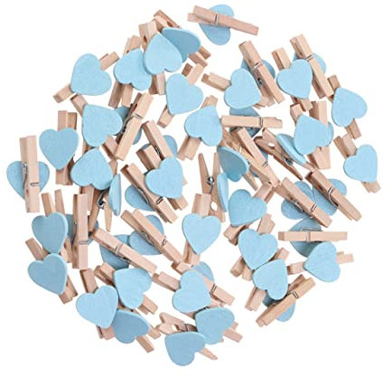 Cabilock Lot de 100 Pinces en Bois pour Travaux Manuels Porte-Photos en Forme d'amour Pinces à Papier Multicolores pour La Maison