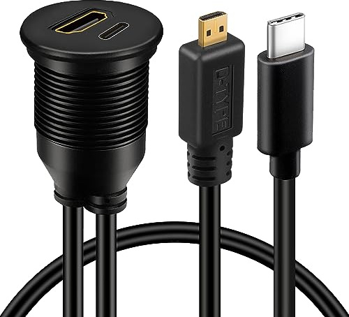 BATIGE Cable micro HDMI macho a HDMI hembra y tipo C 3.0 macho a hembra para coche, barco y motocicleta, 3 pies