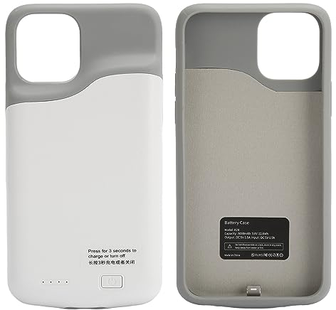 5,8-Zoll-Schutzladehülle, 360-Grad-Telefonschutz-Ladehülle, Tragbare Wiederaufladbare Ladehülle für IPhone11 Pro, Integrierter 6000-mAh-Akku (Weiß)