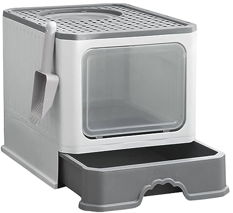 Arenero Cerrado Sanitario para Gatos Grande Cubierta - 50 * 35 * 38CM - Gris
