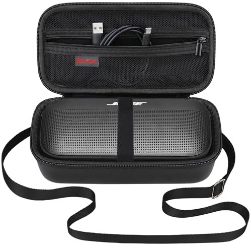 Elonbo Bose soundlink Flex Bluetooth Portable Haut - Parleur Valise Voyage en Plein air sans Fil étanche Haut - Parleur Sac de Rangement étagère câble USB Chargeur Mesh Poche avec bandoulière, Noir
