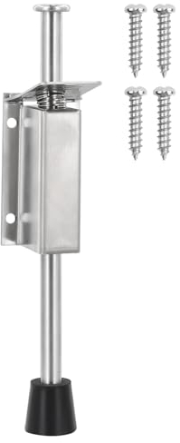 Türstopper Türfeststeller Türhalter mit Fußbedienung Edelstahl Türanschlag Stopper mit Gummipuffer Schrauben Türhalter Metall Door Stopper für Innen und Außen Tür Balkontür, 200mm