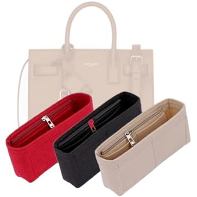 LinerLink Taschen-Organizer für YSL Sac de Jour große Tasche (40 x 31 x 20 cm (L x H x T), handgefertigter Tascheneinsatz, 2 mm Filztascheneinsatz, Damen-Handtaschenformer (Schwarz, Stil A: