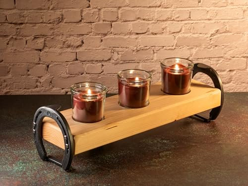 Hufeisen Kerzenständer hell 3-flammig im Western Saloon-Stil