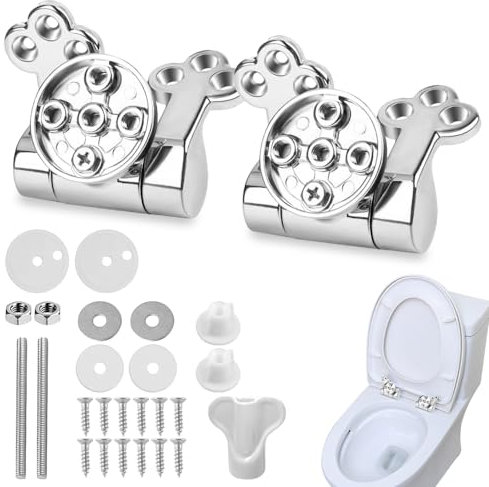 Casenly Charniere Abattant WC, Charnières de Siège de Toilette en Alliage de Zinc Charnières de Rechange pour Lunette de Toilette Fixations Remplacement WC Pour Sièges De Toilette