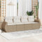 QJBSAVVA 4-TLG. Garten-Sofagarnitur, Lounge Tisch Eckbankgruppe Garten Essgruppe Balkontisch Klein Geeignet für Außen Balkon Garten Wenig Platz mit Kissen Beige Poly Rattan