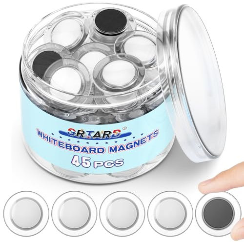 Grtard 45 Pcs Round Whiteboard Magnets, Fridge Magnet, Round Ceramic Magnets, Decorative Magnets for Teacher Supplies, School, Office, and Home, (Clear, 3cm/1.18 inch)