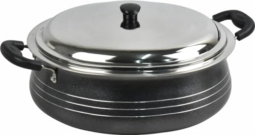 Gravy Pot 10L 34cm Serving Dishes Pot with Lid & Side Handles Stainless Steel Cooking Pot