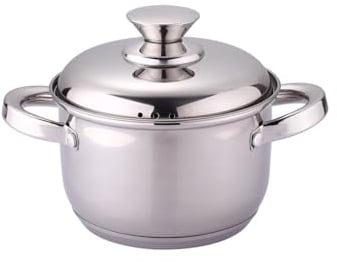 Rosberg Edelstahl Induktions-Kochtopf mit mit Metalldeckel, Spülmaschinenfest, Für Gas, Halogen, Elektro und Induktion, 18 Cm, 2.5 L, Grau