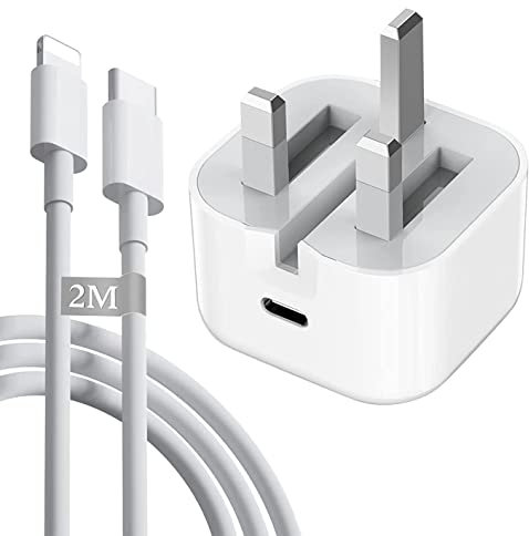 BMLOYG 20W USB C Fast Charger With 2M Cable for iPhone 14/14 Plus/14 Pro/14 Pro Max/13 12 11 X XR XS SE 2020 8 7 6 6S Mini, Pad Pro, USBC PD Wall Charging Plug UK Type C Power Adapter and 6FT Cord