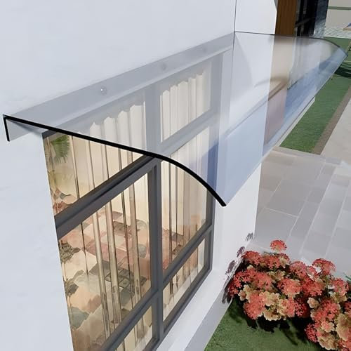 Marquise de Porte Exterieur, Auvent en Polycarbonate Transparent pour Terrasse, Protection UV Contre Pluie Neige, Fenêtre Invisible (40x100cm/15.7x39.3in)