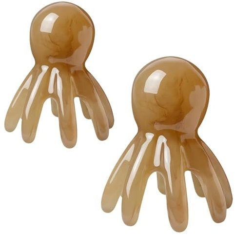 Tragbarer Kopfmassagekamm mit acht Zinken, natürlicher Haarmassagekamm, Haarpflege-Gua-Sha-Gerät, Hand-Kopfmassagegerät, Akupressur-Meridiankamm, Kopfhaut-Stress-Entspannung für Entspannung, Stress (2