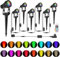RGB LED Gartenbeleuchtung,20m 18W 6er Set Gartenstrahler mit Erdspieß, IP65 Wasserdicht, Außenbeleuchtung für Garten, Hof, Party, Bäume,Gartenlampe Kabel Stecker, Strahler Außen12V