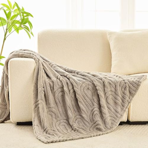 Wajade Couverture Plaid Polaire Super Chaude, Plaid Fausse Fourrure Haute Qualité, Couverture décorative Florale, Ultra Douce et Duveteuse,grey-178cmx203cm