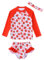 Qiraoxy Girls Swimming Costume Long Sleeve Swimsuit Rash Guard Set UV Sun Protection Swimwear Strawberry Bathing Suit 3-4 Years