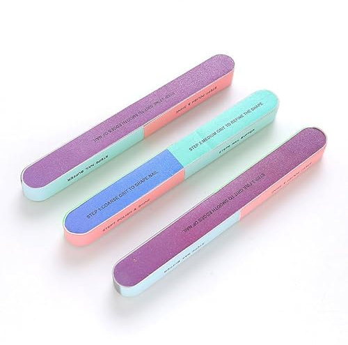3 Pcs Nail Buffer, 7-Sided Nail Buffer Blocks, Professional Nail Files, Manicure Sanding File for Natural Nails Acrylic Nail Polishing Nails