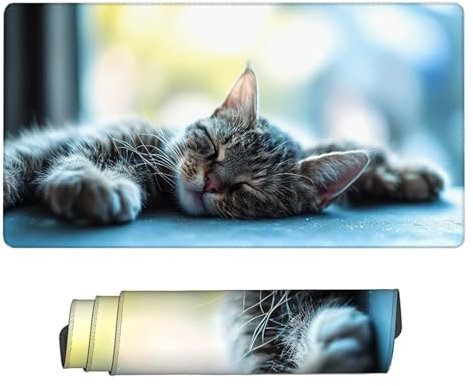 Tapis de Souris XXL Chat 1200x600x3mm, Texturée Résistant à Usure Lavable Tapis Souris Mignon Grand Tapis de Souris Gamer avec Surface en Caoutchouc Antidérapant Résistant Tapis de Bureau,Bureau H2-29