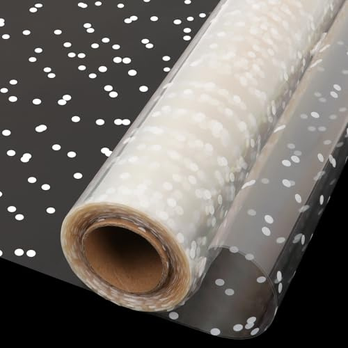 80CM Cellophane White Dot Wrapping Paper Roll,30M Folded Florist Gift Wrap | Christmas, Birthday Gifts, Hampers, Easter Basket, Valentines Day, Flowers, Crafts, Packing Supplies