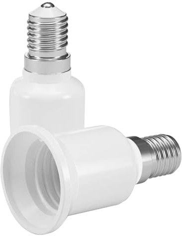 Powice 2 Stück Adapter E14 auf E27, E14 auf E27 Adapter, E14 E27 Adapter, Kleine Edison Schraube E14 bis Große Schraube E27 für LED Lampen