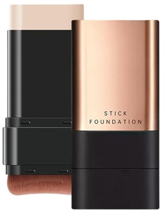 2 en 1 Stick Fond de Teint Anti-rides de Luxe Coréen 2025 - Bâton Hydratant Léger avec Pinceau, Couverture Complète, Double Tête pour Femme