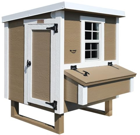 Hühnerstall Mitte EZ Chicken Home 1,68 m² Stall mit 3 Nistkasten schnell zu reinigen - witterungsbeständig - Idealer Hühnerstall (Hühnerstall Beige)