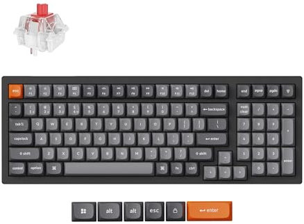 Keychron K4 Max - Teclado mecánico inalámbrico QMK con diseño del 96 %, ANSI 100 teclas Bluetooth/2.4 GHz/cableado con retroiluminación RGB, teclado para juegos con interruptor súper rojo