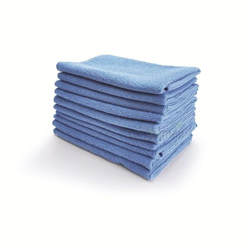 Microfibre Cleaning Cloth, Pack of 10, Large Size: 40x40cm | Soft Premium Heavy Weight Washable Cloth Duster for Kitchen, Home, Bathrooms, Surfaces, Mirrors, Car, Motorbike - Care by Mail (Blue)