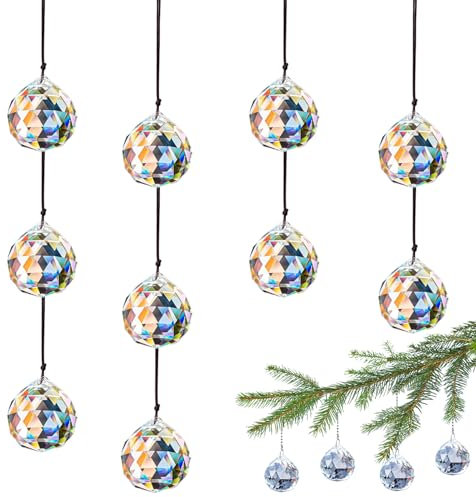 10 Piezas 30 mm Bola de Cristal Prisma, Cristal Colgante Prisma, para Decoración de Lámpara de Casa, Boda, Navidad