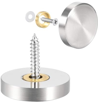 TA-VIGOR 25mm Screw Caps, 8PCS Silver Brushed Mirror Screw Cover Caps | Brass Decorative Caps Cover Nails, Screw Caps Covers Fasteners for Mirrors, Glass Panels, Bathroom, Sign Boards, Advertising