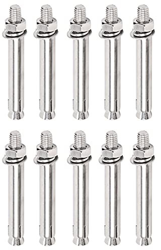 Confezione da 10 bulloni ad espansione in acciaio inossidabile, dado esagonale M6, manicotto di espansione, bullone di ancoraggio for impieghi gravosi.(M6x50mm)