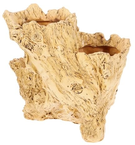 VICASKY Resin Simulation Baumwurzel Blumentopf Kreativer Pflanzenbehälter für Bonsai und Sukkulenten für Tisch Balkon Bürodekoration Gelb