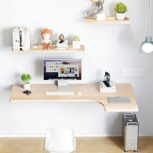 Eck-Klapptisch for Computer, Wand-Klapptisch, schwebender Laptoptisch, doppelte Stütze, for Homeoffice, Waschküche, Schlafzimmer(Natural,47.24 * 23.62 * 15.74in)