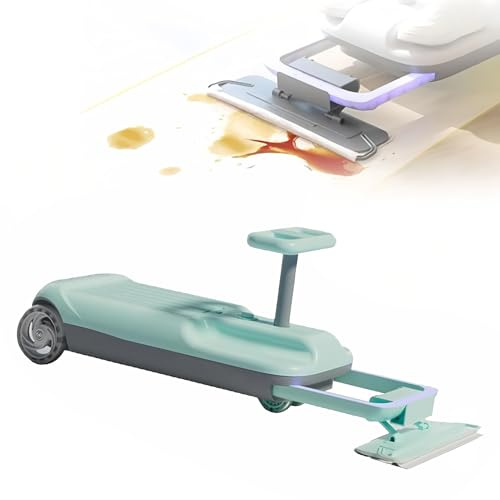 TUPOSTAR Kids Ride-On Floor Cleaning Kart, 3-Speed Adjustable Retractable Mop, Fun and Efficient Floor Mopping Solution for Children,Green,Dual drive