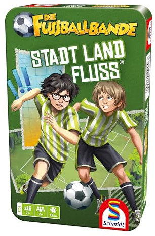 Schmidt 51621 Stadt Land Fluss Fußballbande, Reisespiel | Bring mich mit Spiel in der Metalldose