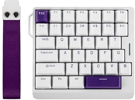 EPOMAKER HE30 One-Handed Hall Effect Keyboard, 8K Polling & 0.125ms, SOCD & Snap Key, Adjustable Trigger, PBT Keycap, RGB, Custom Software, Wired Gaming Keyboard for PC/Mac (White Purple)