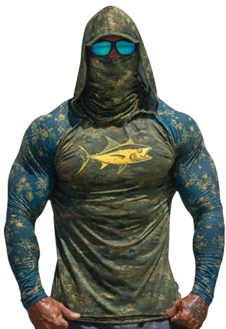 T-Shirt Anti UV Homme Respirant Vêtements De Protection Solaire Upf50+ D'été Tee Shirt avec Masque Manche Longue Léger Tshirt De Sport Grande Taille Sweat À Capuche pour Pêche Randonnée