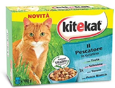 Kitekat The Fisherman - Wet cat Food - 4 multipacks of 12 Bags x 100 g