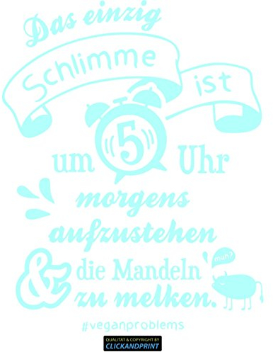 CLICKANDPRINT Aufkleber » Vegane Probleme - Mandeln melken, 40x31,5cm, Glasdekor Frosted Glass mint • Dekoaufkleber / Autoaufkleber / Sticker / Decal / Vinyl